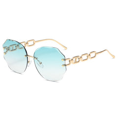 Oversized Polygonal Sunglasses Cut Edge Women Frameless Stylish Eyeglasses