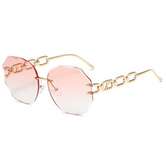 Oversized Polygonal Sunglasses Cut Edge Women Frameless Stylish Eyeglasses