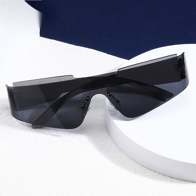 Y2K Rimless Gradient Sunglasses Punk Wrap Eyewear