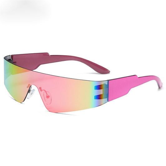 Y2K Rimless Gradient Sunglasses Punk Wrap Eyewear