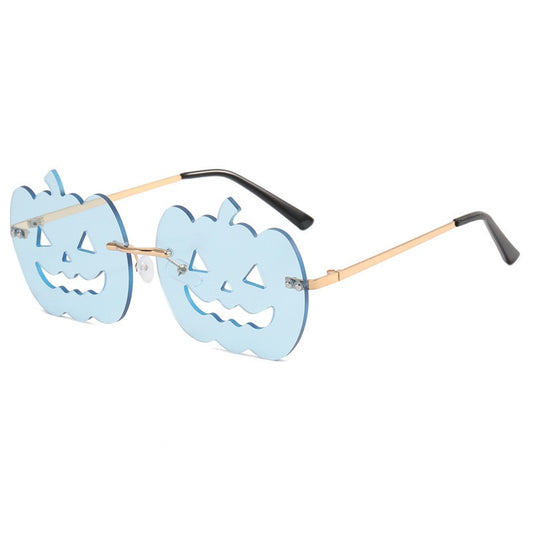 Pumpkin Hollow Rimless Sunglasses Hip Hop Women Sunshade Eyeglasses