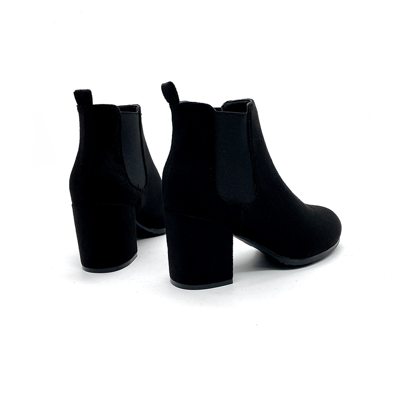 Women's High Heel Ankle Boots Round Toe Slip On Booties