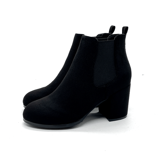 Women's High Heel Ankle Boots Round Toe Slip On Booties