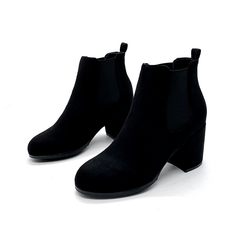 Women's High Heel Ankle Boots Round Toe Slip On Booties