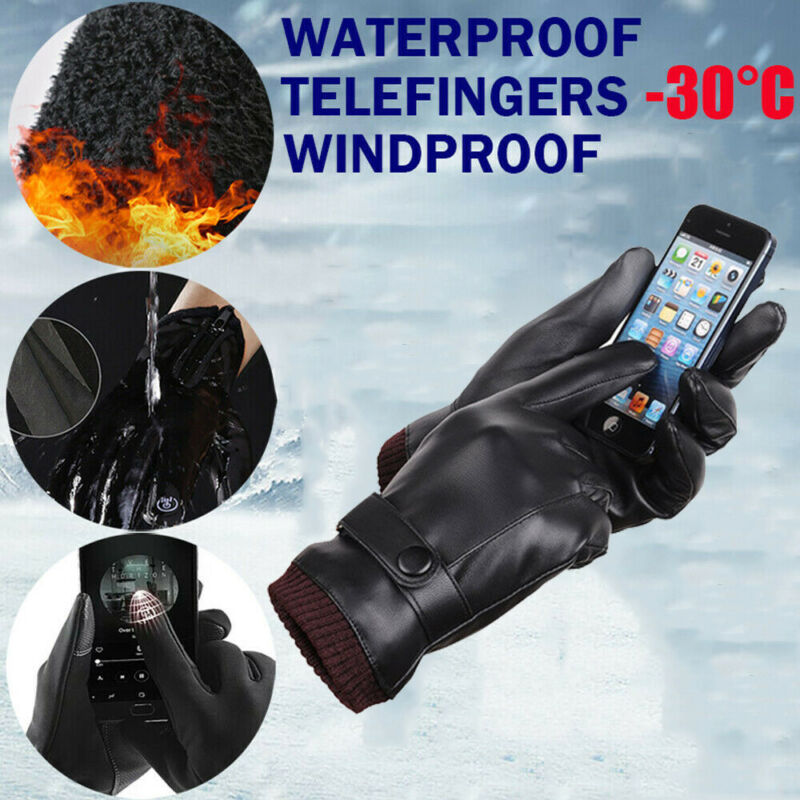 Unisex Warm Waterproof Touchscreen Leather Gloves