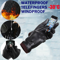 Unisex Warm Waterproof Touchscreen Leather Gloves