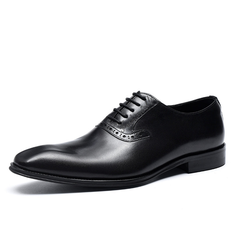 Men's Leather Square Toe Whole cut Brogue Oxford Shoes