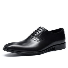 Men's Leather Square Toe Whole cut Brogue Oxford Shoes