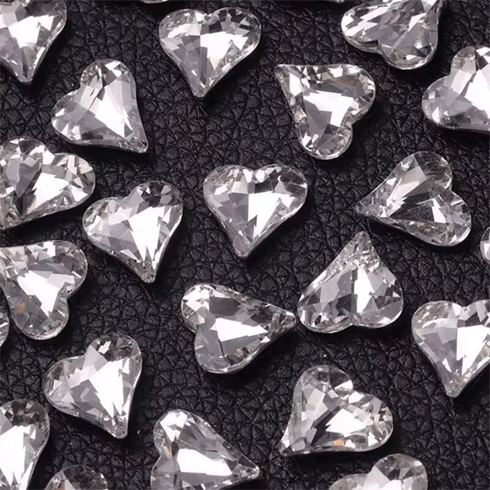 20 pcs 3D Clear Nail Rhinestones Heart Charms for Nail Art