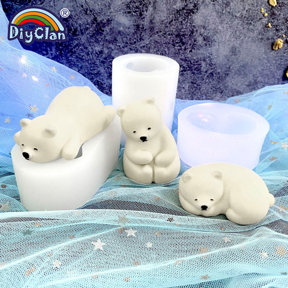 3D Polar Bear Silicone Candle Mold for DIY Soap Plaster Resin Clay