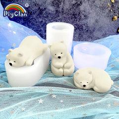 3D Polar Bear Silicone Candle Mold for DIY Soap Plaster Resin Clay