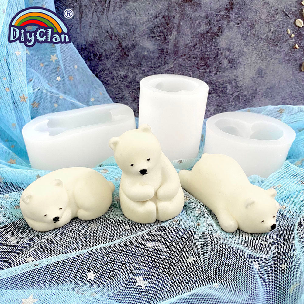 3D Polar Bear Silicone Candle Mold for DIY Soap Plaster Resin Clay
