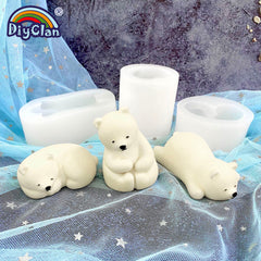 3D Polar Bear Silicone Candle Mold for DIY Soap Plaster Resin Clay