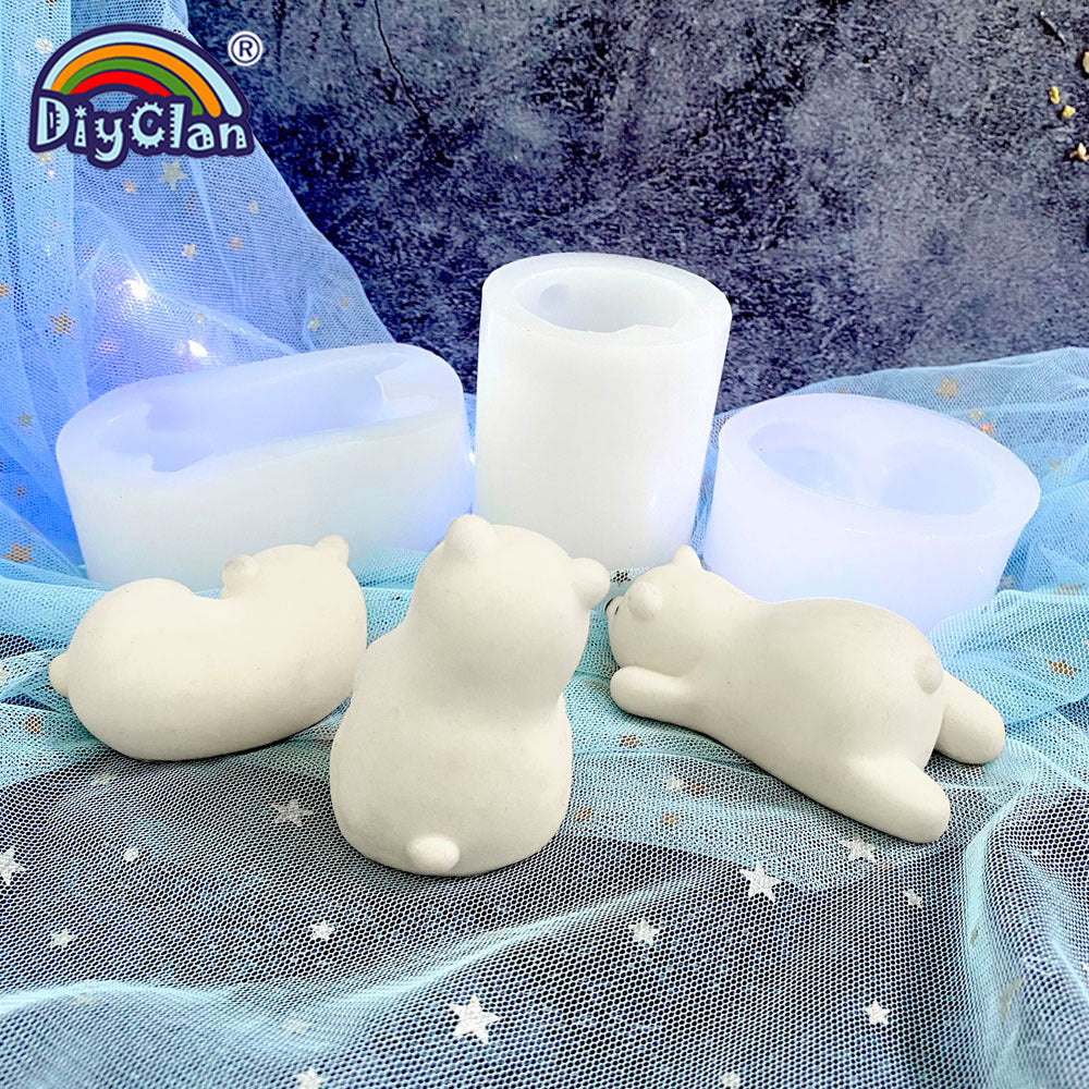 3D Polar Bear Silicone Candle Mold for DIY Soap Plaster Resin Clay