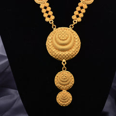 Vintage Copper Jewelry Set Pendant Necklace & Dangle Earrings 24K Plated