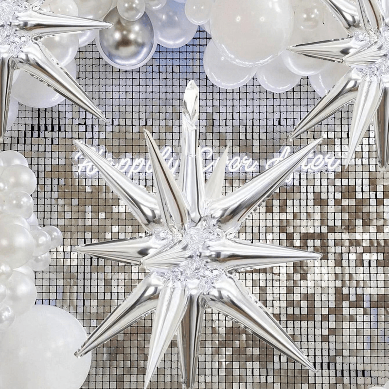2PCS Silvery Exploding Star Aluminum Film Balloons Birthday Party Decoration
