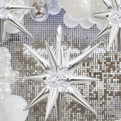 2PCS Silvery Exploding Star Aluminum Film Balloons Birthday Party Decoration