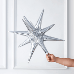 2PCS Silvery Exploding Star Aluminum Film Balloons Birthday Party Decoration