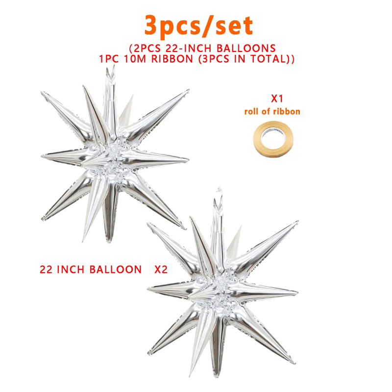 2PCS Silvery Exploding Star Aluminum Film Balloons Birthday Party Decoration