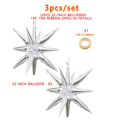2PCS Silvery Exploding Star Aluminum Film Balloons Birthday Party Decoration