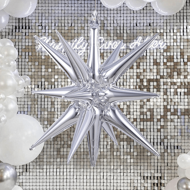 2PCS Silvery Exploding Star Aluminum Film Balloons Birthday Party Decoration