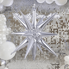 2PCS Silvery Exploding Star Aluminum Film Balloons Birthday Party Decoration