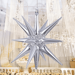 2PCS Silvery Exploding Star Aluminum Film Balloons Birthday Party Decoration