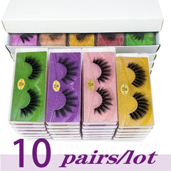 Fluffy False Eyelashes Wispy Voluminous 3D Faux Mink Lashes 10-100 Pairs