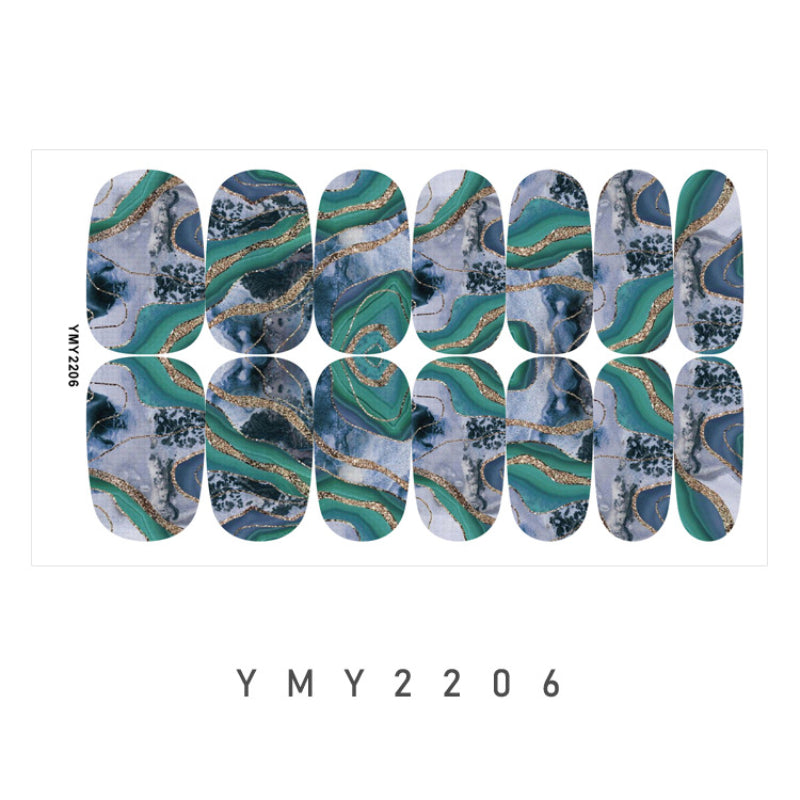 Y2K Gradient Nail Polish Stickers Spring Summer Marble Nail Stickers