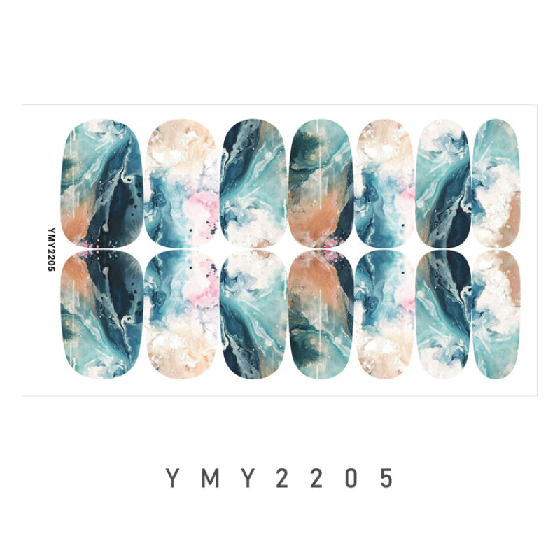 Y2K Gradient Nail Polish Stickers Spring Summer Marble Nail Stickers