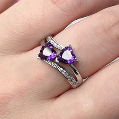 Double Heart Zircon Wedding Party Ring
