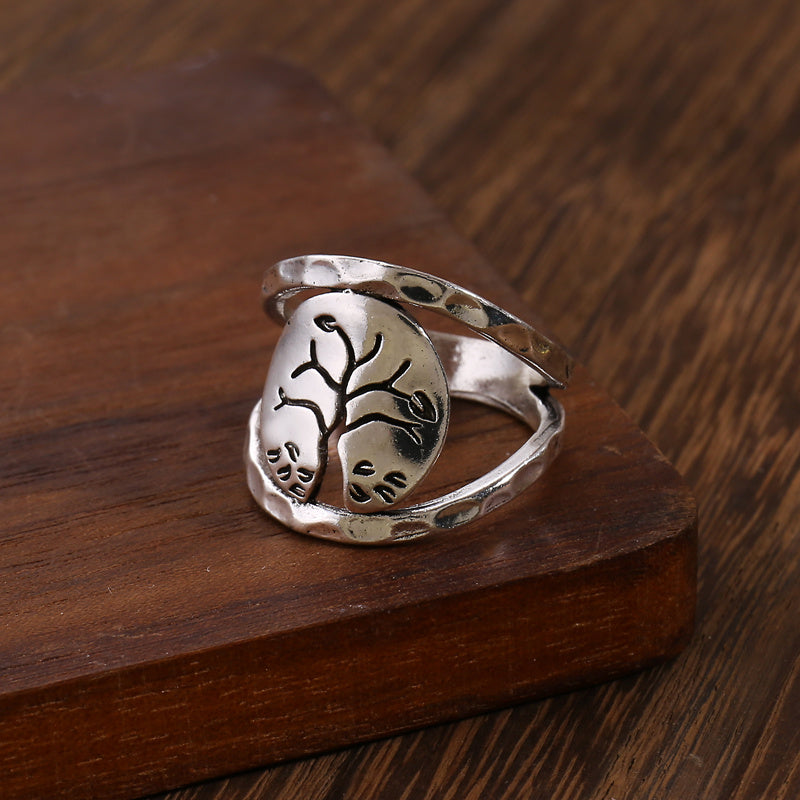 925 Silver Plated Tree Of Life Ring For Women Girls