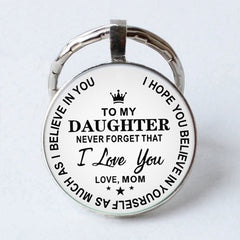 To My Daughter Stainless Steel Keychain Vintage Bag Charm