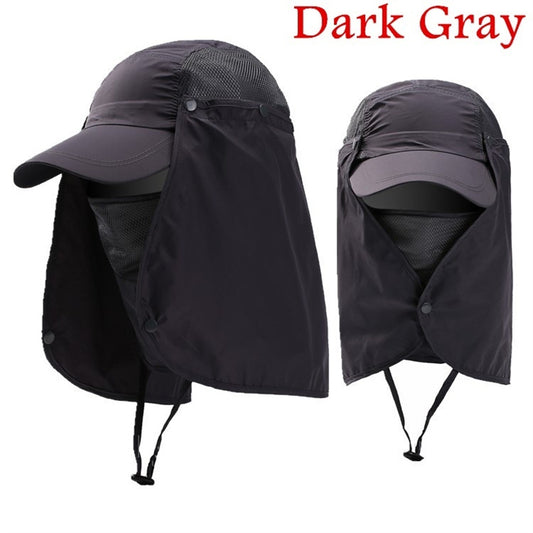 Outdoor Sunscreen Hat With Face Mask for Mountaineering Fishing
