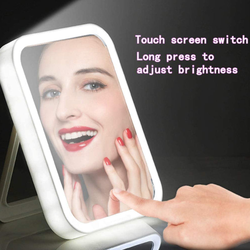 LED Makeup Mirror Touch Screen 3 Light Portable Folding Vanity Mirror