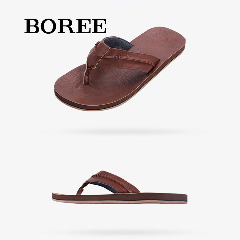 BOREE Men's Flip Flops Comfortable Non slip Slides Lightweight Slippers
