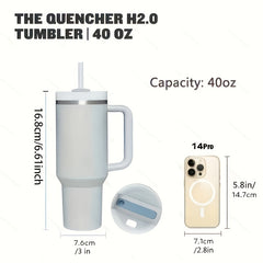 40oz Tumbler With Straw And Handle Stainless Steel Vacuum Flask