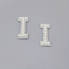 2pcs Pearl Rhinestone Letter Patch Sticker DIY Clothes Decoration