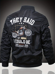 Embroidered Men's Slim Fit Sports Jacket Windproof Motorcycle Jacket