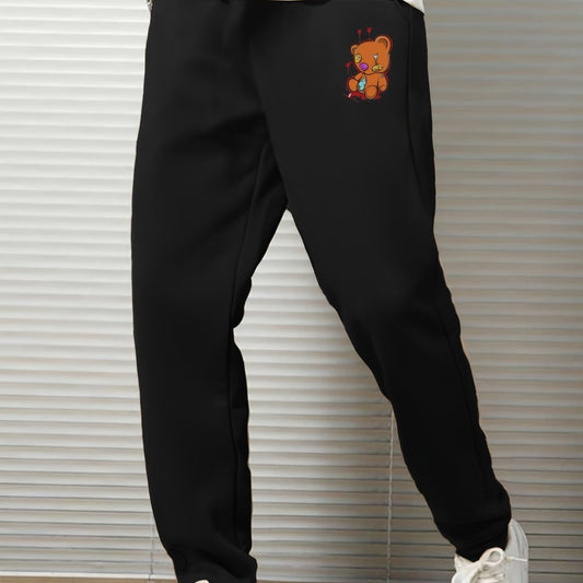 Men's Cartoon Bear Print Loose Sweatpants