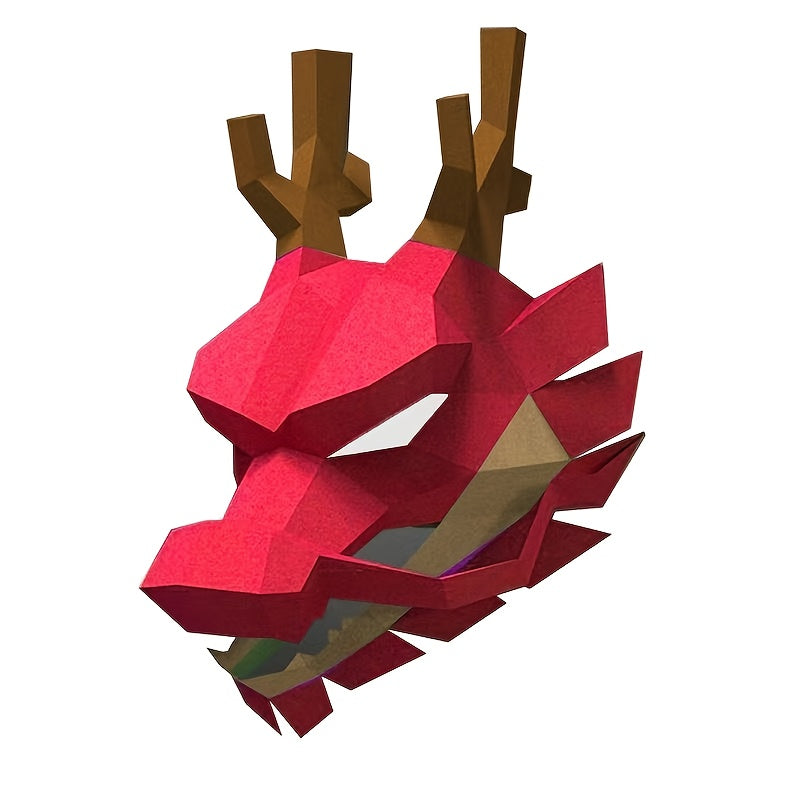 DIY Origami Paper Puzzle 3D Animal Dragon Headgear Paper Model Puzzle