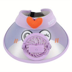 Heart Cartoon Fan Visor Hat Purple Sunshade UV Protection Sun Hat