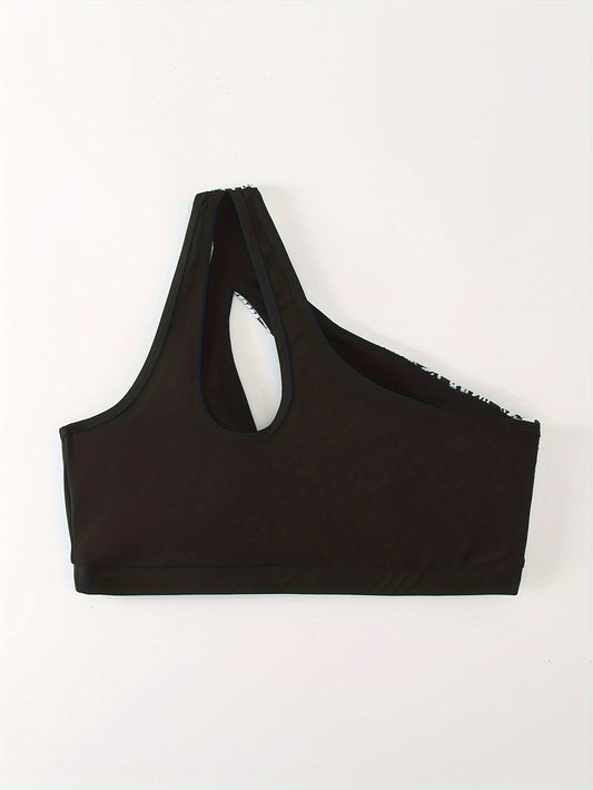 Snake Print Quick Drying One Shoulder Sports Bra