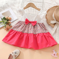 Baby Girls Casual Ruffled Floral Dress For Summer Party