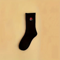 2 Pairs Floral Embroidery Socks Comfy & Breathable Mid Tube Women's Stockings