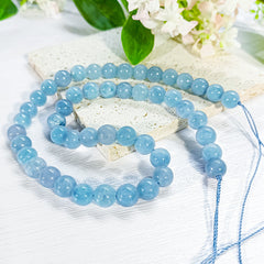 Aquamarines Chalcedony Stone Beads Round Loose Beads for Jewelry Making 6 8 10mm