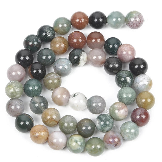 Indian Agate Natural Stone Beads for Jewelry Making 15'' 1Strand 4-12mm