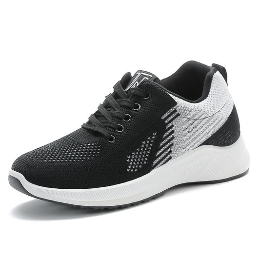Women's Lace Up Knitted Sports Sneakers - Running & Work