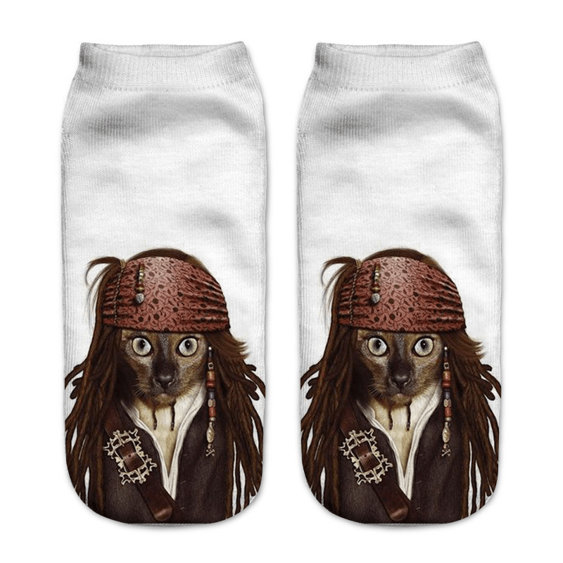 Cat Animal Pattern Crew Socks Lightweight Ankle Stockings Women's Hosiery