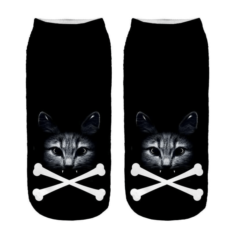 Cat Animal Pattern Crew Socks Lightweight Ankle Stockings Women's Hosiery